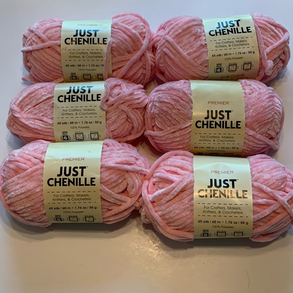 6 Skeins Premier Yarn chenille pink new